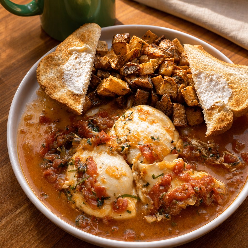 Huevos Ahogados (Mexican Style Drowned Eggs in Salsa.