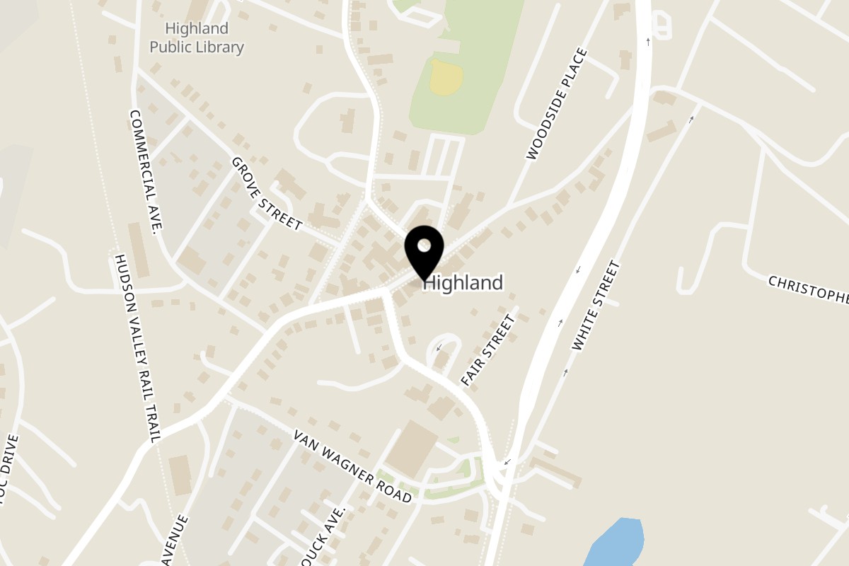 Map showing the location of Underground Coffee & Ales - Highland on 74 Vineyard Ave in Highland